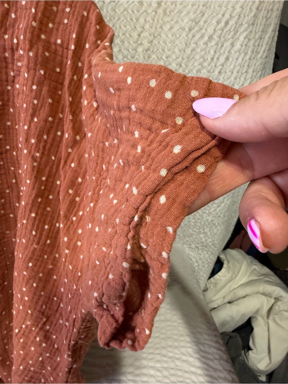 Rip Curl Women's Rust Orange Dot Button-Front Shirt - Picture 2 of 5